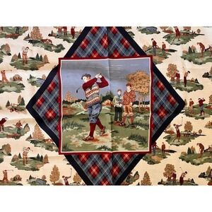 Golf Shower Curtain Navy red plaid